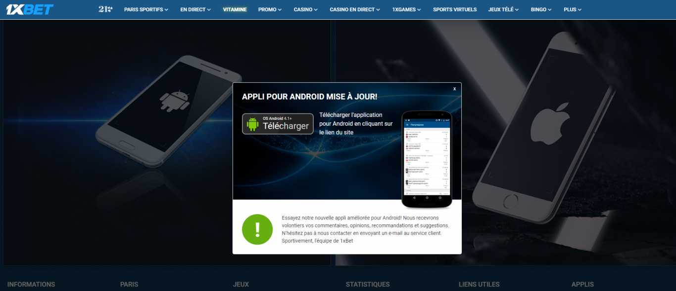 Télécharger application 1xBet Android